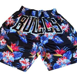 VTG 90s Chicago Bulls Shorts Floral Retro Hardwood Classics Mitchell Ness NBA M